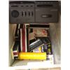 Image 2 : Large group of misc. items - lamp / chalk board dusters & chalks / copper pans kitchenware / clothin