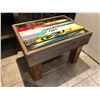 Image 1 : "Superheroes Show" - Small wooden table w/ top made out of skiis (approx. 26in wide x 19in depth x 1