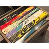 Image 2 : "Superheroes Show" - Small wooden table w/ top made out of skiis (approx. 26in wide x 19in depth x 1