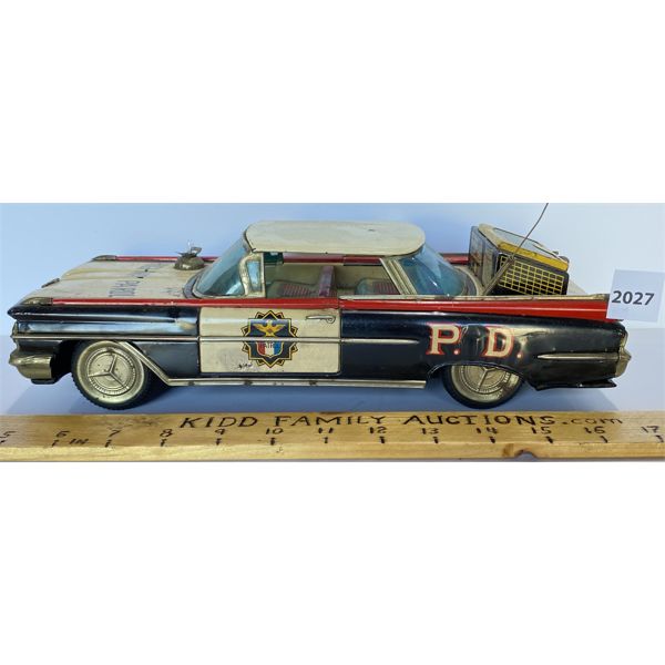 P.D. HIGHWAY PARTROL OLDSMOBILE TIN FRICTION CAR - ICHIKO JAPAN