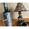 Image 2 : LOT OF 2 - FOLK ART - TIN & COPPER - ASH TRAY LAMP & BOTTLE DECOR