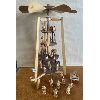Image 1 : WOODEN FOLK ART CANDLE HOLDER - BIBILICAL THEME - WITH EXTRA PIECES