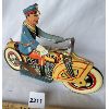 Image 2 : UNIQUE ART MFG - TIN WIND-UP POLICE MOTORCYCLE WITH ORIG BOX