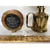 Image 2 : LOT OF 2 - BRASS OIL LAMP AND WOOD FISHING REEL CLOCK