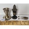Image 1 : LOT OF 3 - STERLING SILVER PIECES - INCL PEPPER SHAKER, CANDLE HOLDER AND TONGS