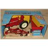 Image 1 : Rare IH 544 3-piece Farm Set in Blue Box--Tractor, Flarebox wagon, & 3b Plow