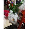 Image 2 : BLUE VASE, CLEAR VASE AND ARTIFICIAL FLOWERS AND PLANTS