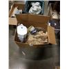 Image 2 : 2 BOXES AND BASKET OF CRYSTAL, GLASSWARE, KITCHEN ITEMS, WATER FILTER JUG