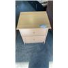 Image 8 : PAIR OF 2 DRAWER NIGHTSTANDS, WICKER STOOL AND BASKET