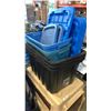 Image 2 : 5 STORAGE TOTES WITH LIDS AND SAUCER CHAIR