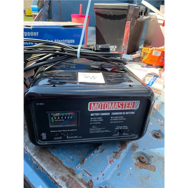 Battery charger, saw sharpener