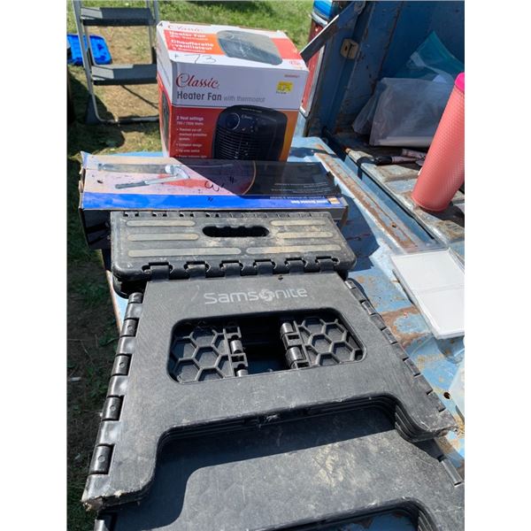 Heater, stools, grease gun