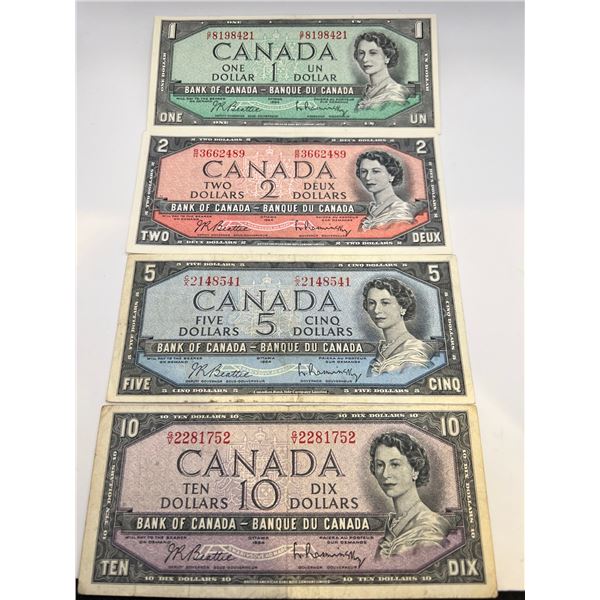 1954 Modified Portrait Bill Collection 1,2,5,10