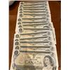 Image 1 : 1973 UNC $1 Canadian Currency Collection 156-170 15 Pieces