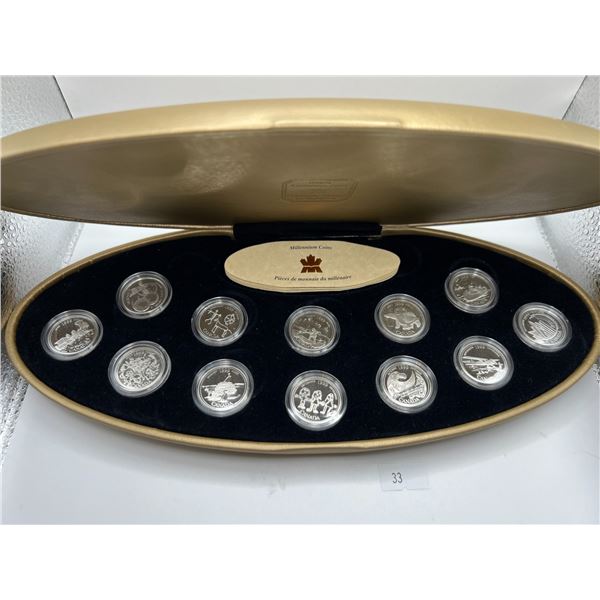 1999 Canadian 25-Cent Millennium Quarter 12-Coin Silver Proof Set