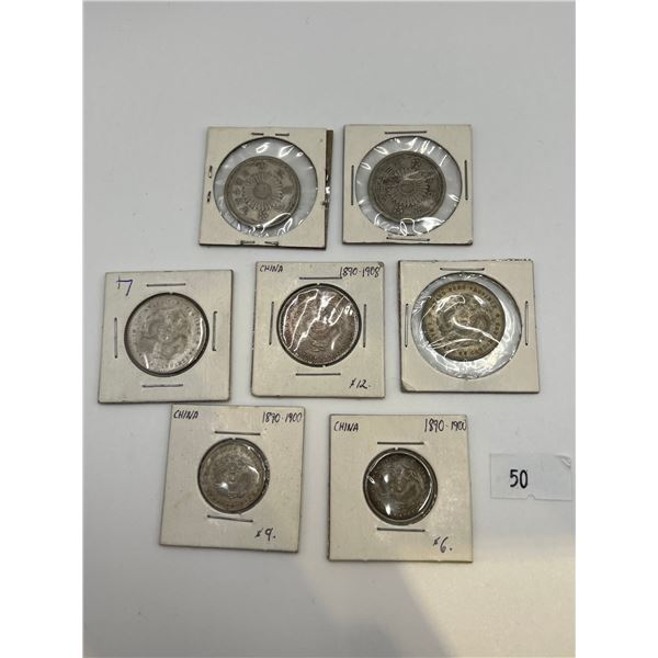 Set of 7 Silver Coins of Asia
