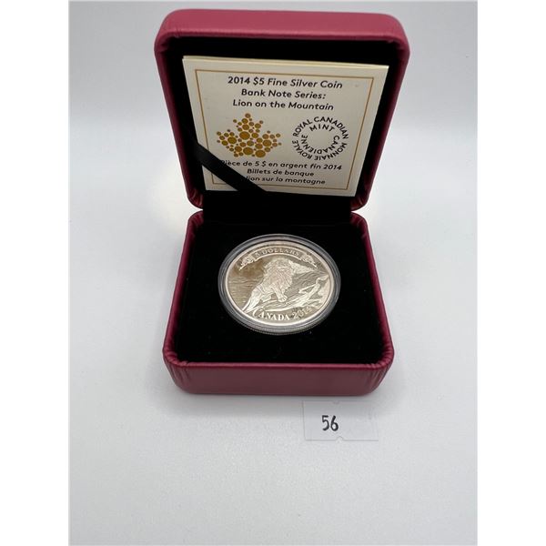 2014 $5 Fine Silver Coin - Bank Note Series: Lion on the Mountain