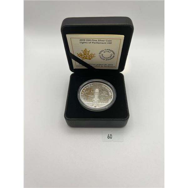2019 $20 Fine Silver UV Reactive Coin - Lights of Parliament Hill
