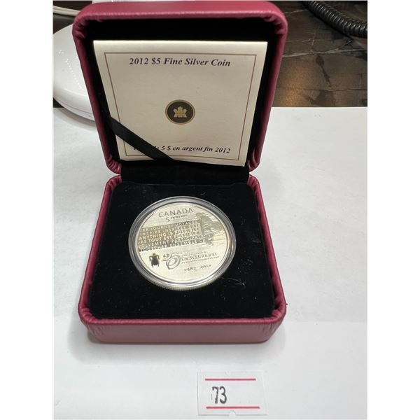 2012 $5 Fine Silver Coin - Rick Hansen