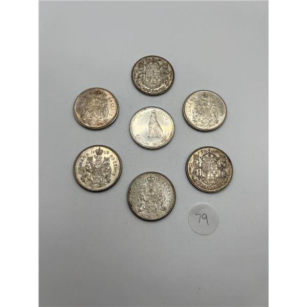 Canadian Silver 50 Cent Pieces Various Years