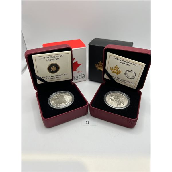 Set of 2 $10 Fine Silver RCM coins