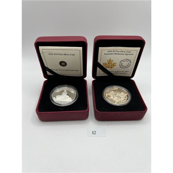 Set of 2 Fine Silver RCM Banknote Coins