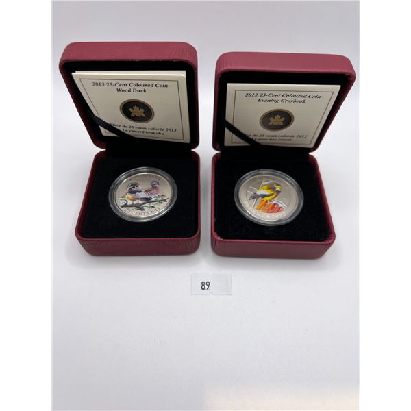 Set of 2 25-Cent Coloured Bird Coins