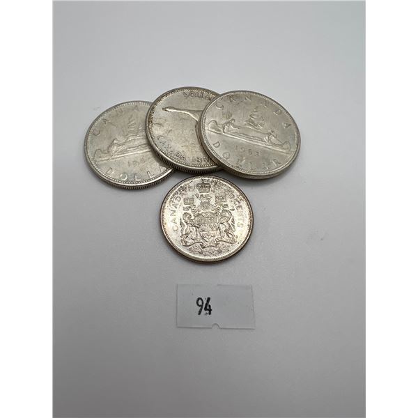 Canadian Silver Dollar & 50 Cent Mix