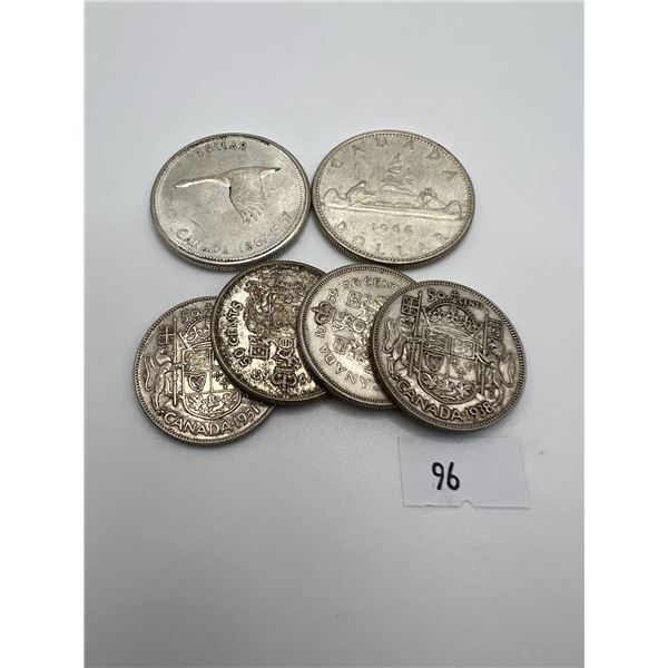 Canadian Silver Dollar & 50 Cent Mix