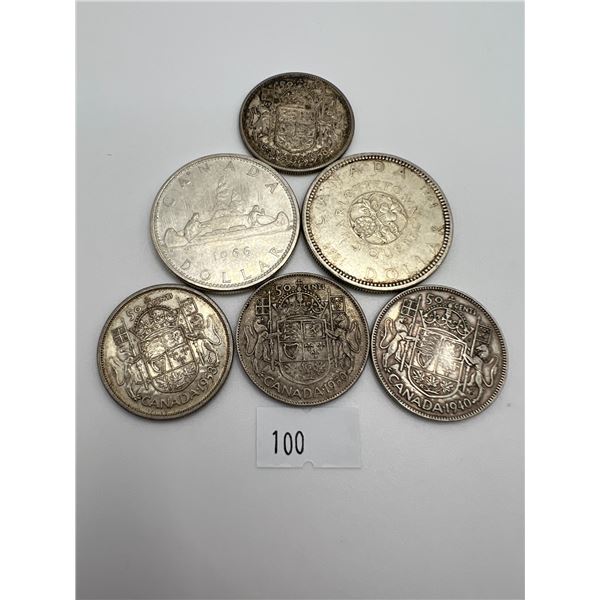 Canadian Silver Dollar & 50 Cent Mix