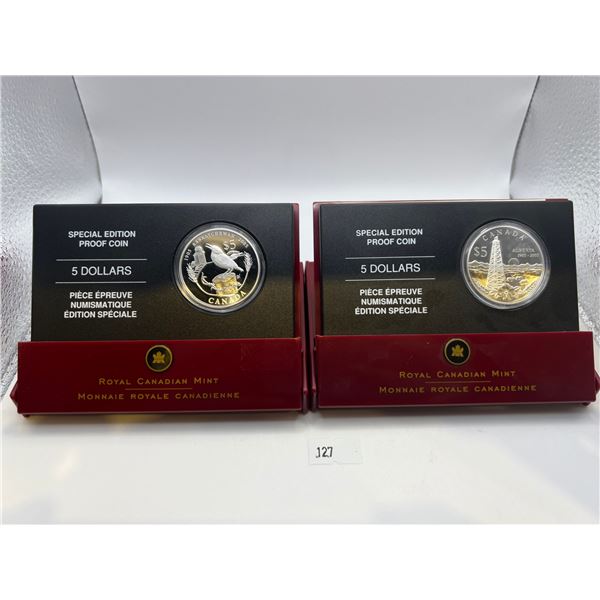2005 Alberta & Saskatchewan $5 Proof Silver Coins
