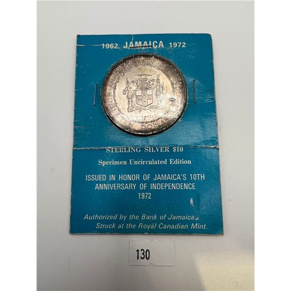 1972 $10 Jamaica Sterling Silver Coin