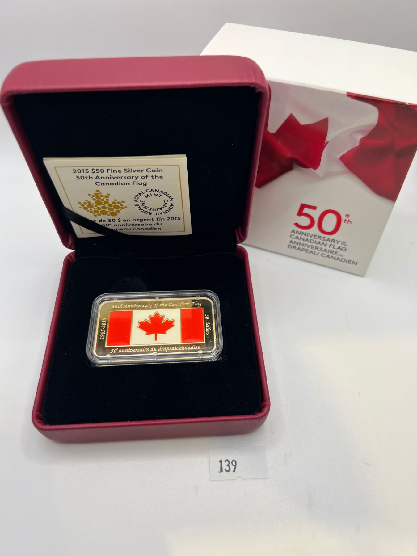 Silver Retangular 2015 $50 Fine Silver Retangular Coin - 50th Anniversary of the Flag ...