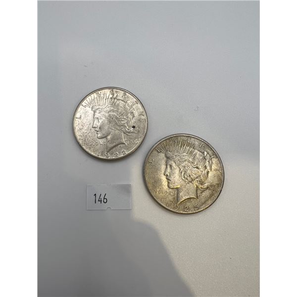 2 USA Peace Dollars