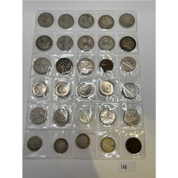 Page of Mixed Canadian Coins