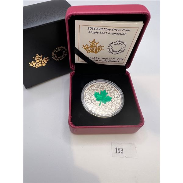 2014 $20 Fine Silver Maple Leaf Impression Coin (GREEN)