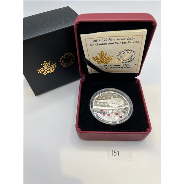 2014 $20 Fine Silver Chickadee & Winter Berries Coin