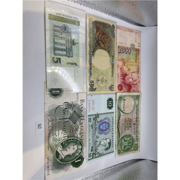Set of 6 Foreign Banknotes