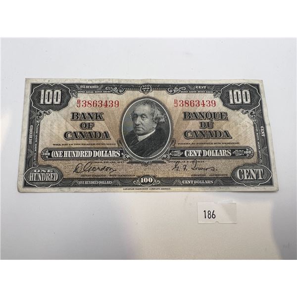 1937 Canada $100 Banknote