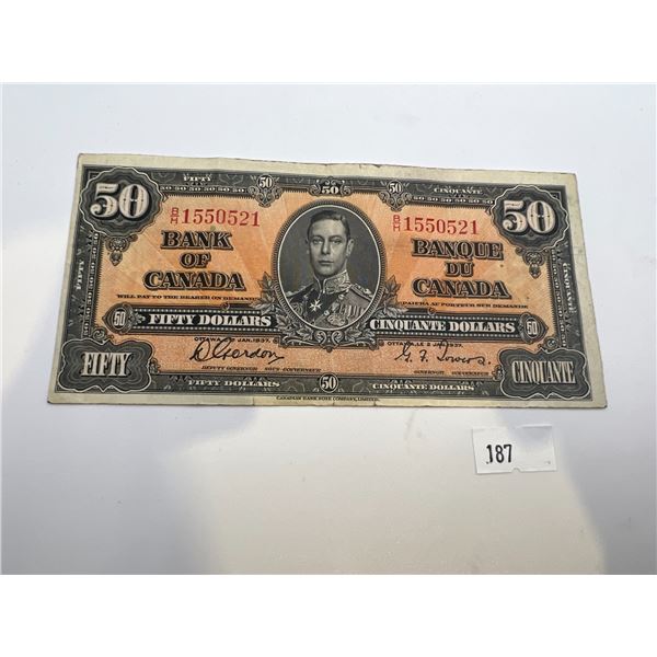 1937 Canada $50 Banknote