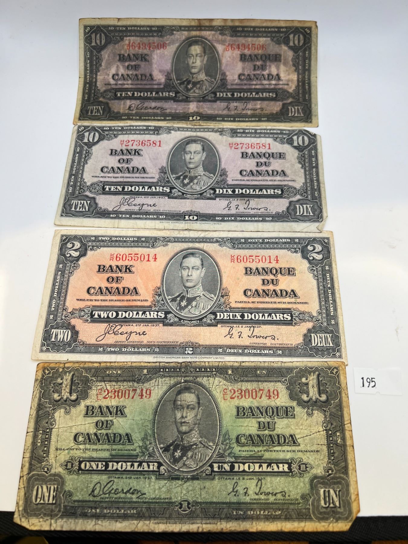 1937 Canada Banknotes Set of 4 - Beck Auctions Inc.