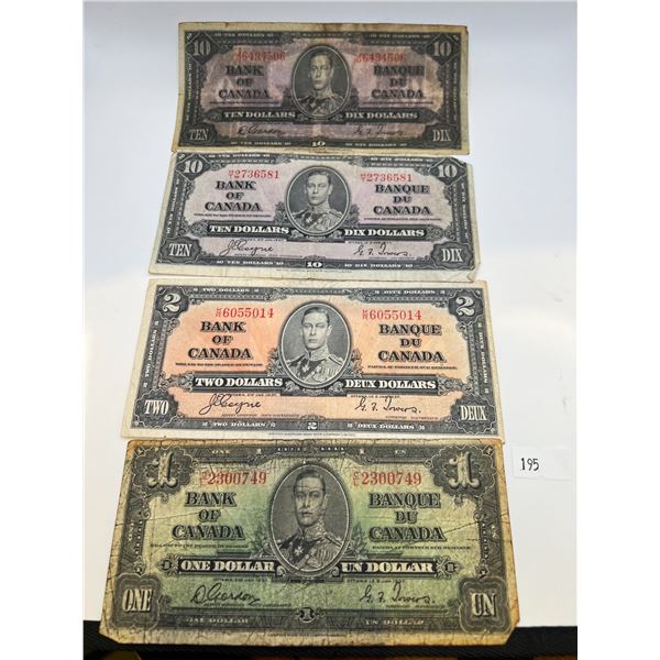 1937 Canada Banknotes Set of 4