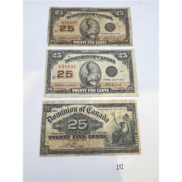 1900 & 1923 Canada 25 Cents Banknotes