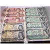 Image 1 : 1967-1986 Canadian $1 & $2 Banknotes Set of 10