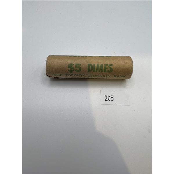 Roll of 1967 Canadian Silver Dimes