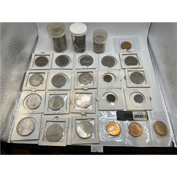 Canadian Dollars, 50 Cents, Quarters and Pennies set