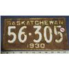 Image 1 : 1930 SK licence plate