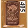 Image 1 : 1 OUNCE COPPER BAR  .999 FINE - BUFFALO NICKEL DESIGN