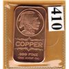 Image 1 : 1 OUNCE COPPER BAR  .999 FINE - INDIAN HEAD DESIGN