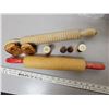 Image 1 : 2 Wooden Rolling Pins and Wood Salt + Pepper